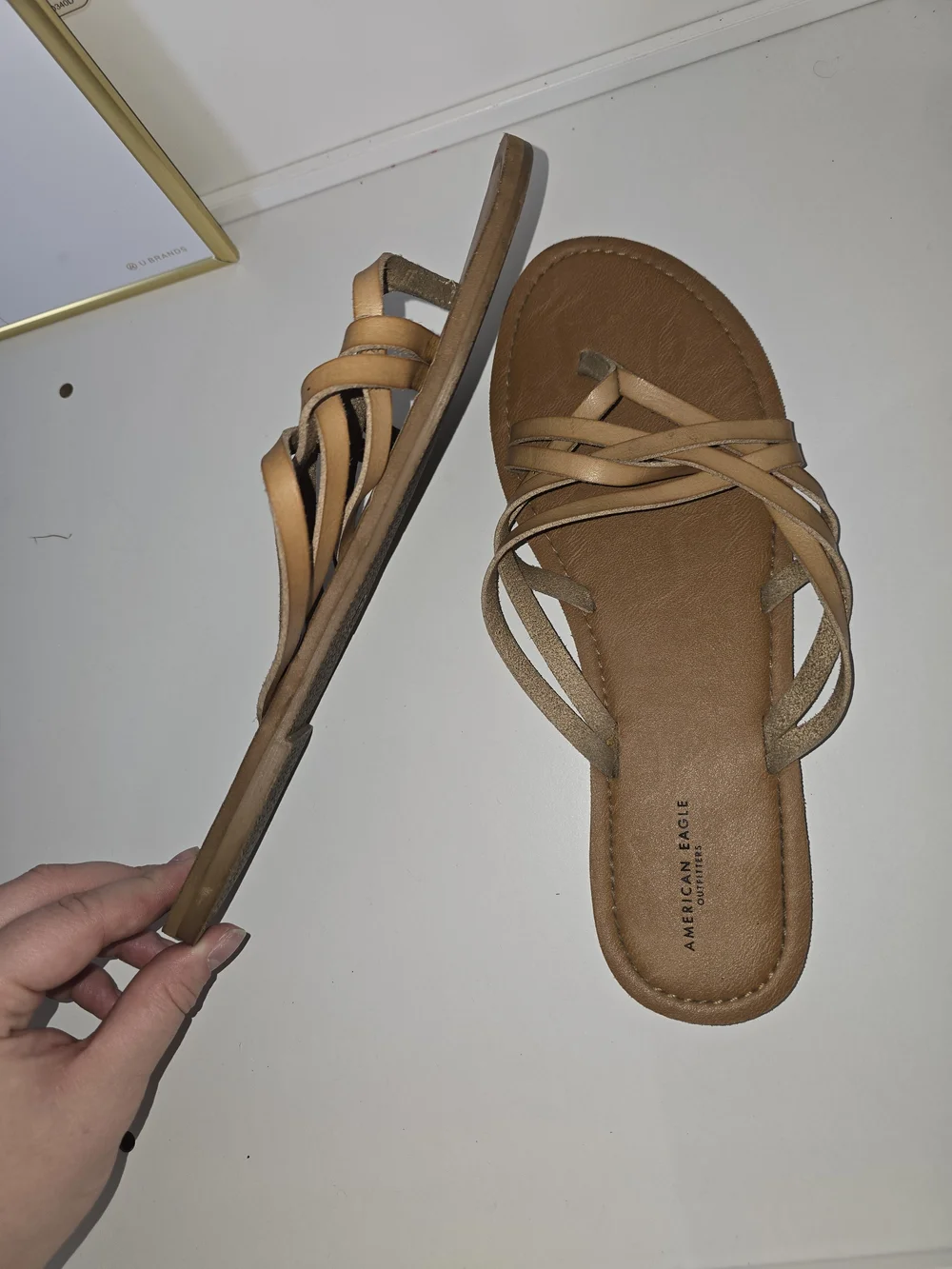 American Eagle Outfitters Tan Braided Slide Sandals